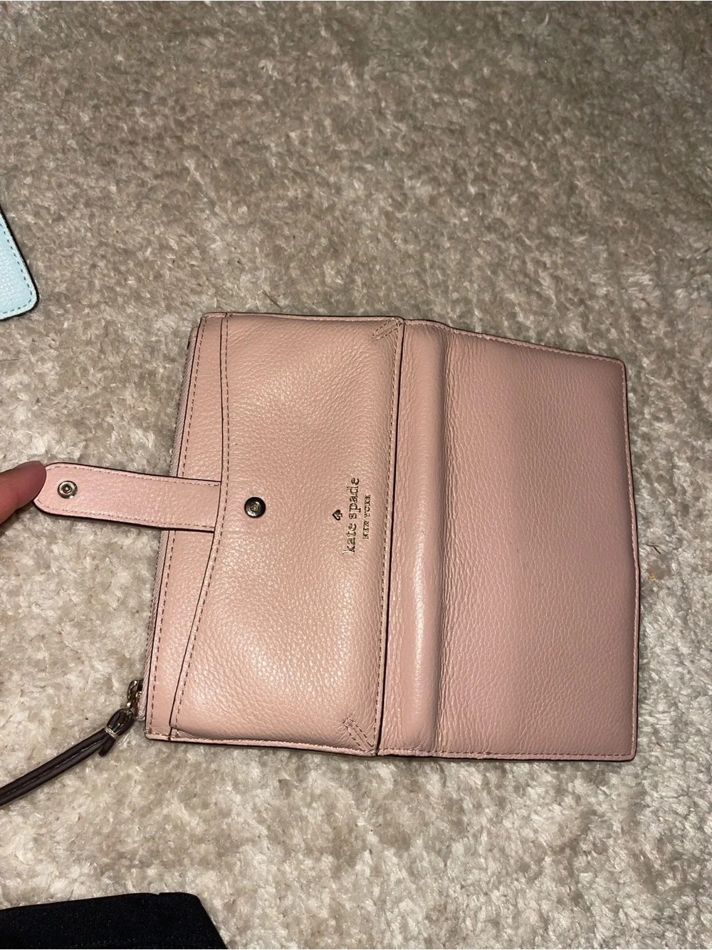 kate spade Pink Pebbled Leather Wristlet Wallet